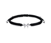 Lovely Silver Bow with Knitting Rope Bracelet BR-1501